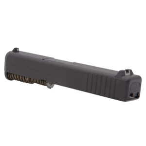 Glock 27 Gen 3 OEM Slide front view showing factory black finish and front serrations